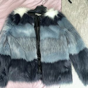Blue ombré fur coat